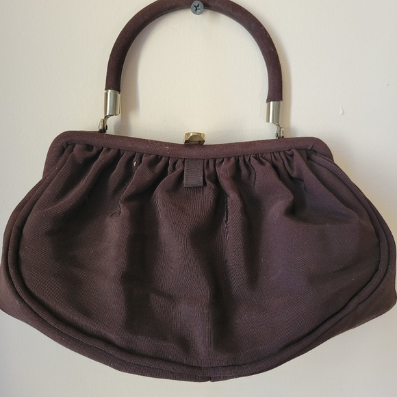 Vintage Fabric Handbag ~ CB Made in USA ~ Satin Lining ~ Attached Coin Purse - Picture 5 of 16